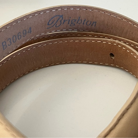 $20 XL Brighton Silver Cream Beige Nude Belt with Ornate Buckle FIRM PRICE - Picture 3 of 7